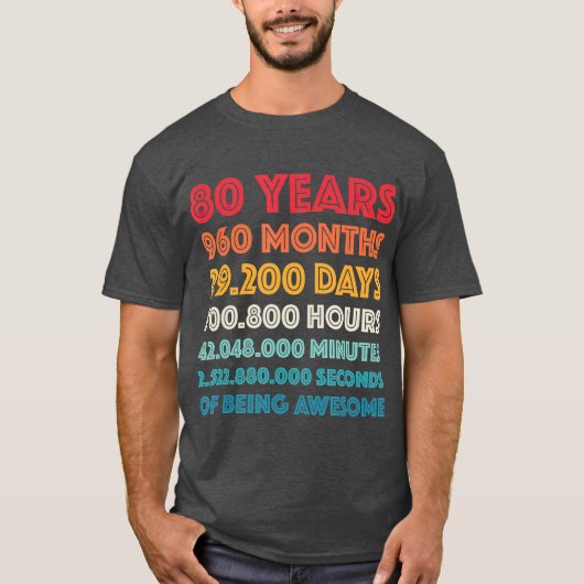 第素晴らし80誕生日ギフトおもしろいレトロ80年 Tシャツ (正面)