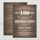 第素朴100誕生日招待状 招待状 (正面/裏面)