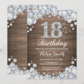 第素朴18誕生日シルバーダイヤモンド 招待状 (正面/裏面)