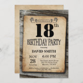 第素朴18誕生日招待状ヴィンテージ木材 招待状 (正面/裏面)