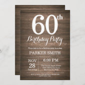 第素朴60誕生日招待状 招待状 (正面/裏面)