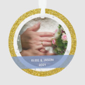 第結婚した1クリスマスのMrとMrs.2の写真 オーナメント (裏面)