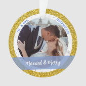 第結婚した1クリスマスのMrとMrs.2の写真 オーナメント (正面)