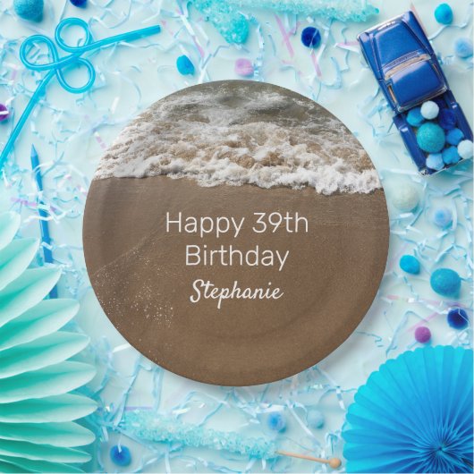 第航海の39ハッピーバースデーアカスタムージビーチ ペーパープレート (パーティー)