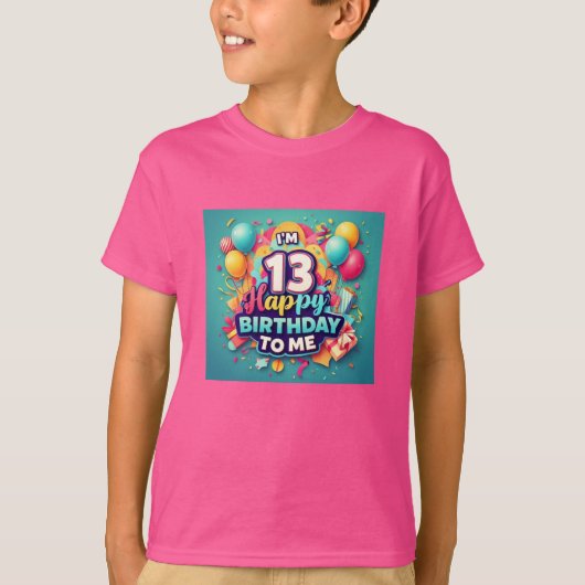 第鮮やか13誕生日とカラフルナンバーボーイズ Tシャツ (正面)