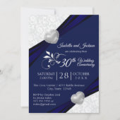 第00回ハート記念日デザイン – ネイビーとホワイト 招待状 (正面)