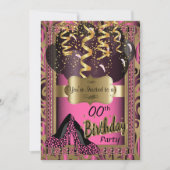 第00回誕生日パーティー |ピンクハイヒールヒョウ 招待状 (正面)