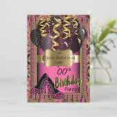 第00回誕生日パーティー |ピンクハイヒールヒョウ 招待状 (スタンド正面)