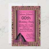 第00回誕生日パーティー |ピンクハイヒールヒョウ 招待状 (裏面)