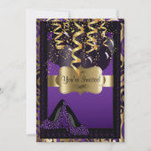 第00回誕生日パーティー |紫のハイヒールヒョウ 招待状 (正面)