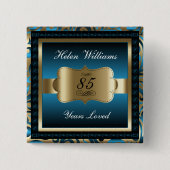 第00回誕生日パーティー |青と金ゴールド 缶バッジ (正面)