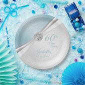 第00回誕生日 – ブルー&ホワイトグリッター ペーパープレート (パーティー)