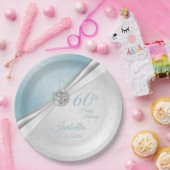 第00回誕生日 – ブルー&ホワイトグリッター ペーパープレート (パーティー)