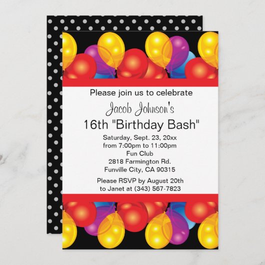 第00誕生日Bashパーティーお祝い| DIY文字 招待状 (正面/裏面)