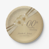 第00金ゴールド結婚記念日 ペーパープレート (正面)