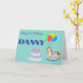 第1お誕生日ケーキ及び揺動馬カスタム カード (黄色い花)