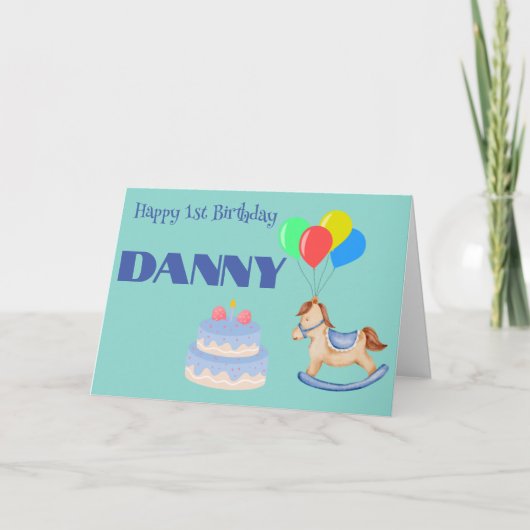 第1お誕生日ケーキ及び揺動馬カスタム カード (正面)