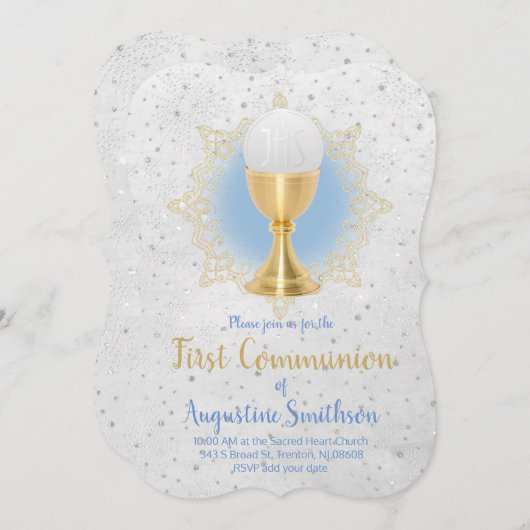 第1のフェイク金ゴールドとフェイクグリッター装飾 招待状 (正面/裏面)