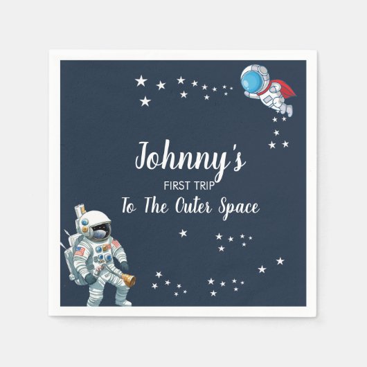 第1の宇宙旅行の水彩の最初の誕生日 スタンダードカクテルナプキン (正面)