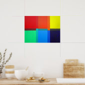 第1の第2の第3色グリッド抽象芸術 ポスター (キッチン)