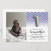 第1の誕生日グリッターポートレート 招待状 (正面/裏面)