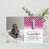 第1の誕生日グリッターポートレート 招待状 (スタンド正面)