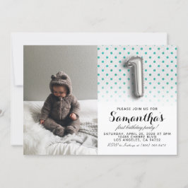 第1の誕生日グリッターポートレート 招待状