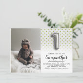 第1の誕生日グリッターポートレート 招待状 (スタンド正面)