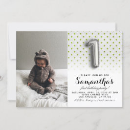 第1の誕生日グリッターポートレート 招待状