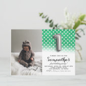 第1の誕生日グリッターポートレート 招待状 (スタンド正面)