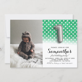 第1の誕生日グリッターポートレート 招待状