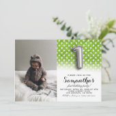 第1の誕生日グリッターポートレート 招待状 (スタンド正面)