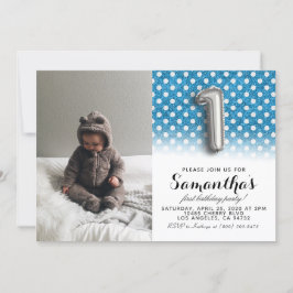 第1の誕生日グリッターポートレート 招待状