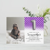 第1の誕生日グリッターポートレート 招待状 (スタンド正面)