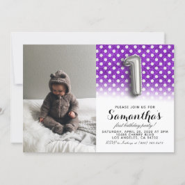 第1の誕生日グリッターポートレート 招待状