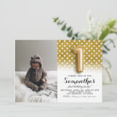 第1の誕生日グリッターポートレート 招待状 (スタンド正面)