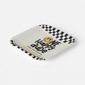 第1の誕生日スマイル顔レトロ白黒groovy ペーパープレート (傾斜あり)