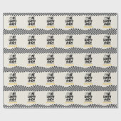 第1の誕生日スマイル顔レトロ白黒groovy ラッピングペーパー (フラット)