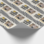 第1の誕生日スマイル顔レトロ白黒groovy ラッピングペーパー (角)