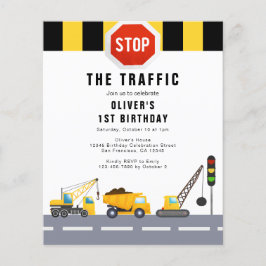 第1の誕生日パーティー建築トラック招待状