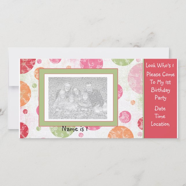 第1の誕生日フォトカード招待状 (正面)