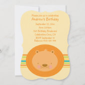 第1の誕生日ベビーライオンパーティー 招待状 (裏面)