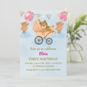 第1の誕生日招待状シンプル-ベビーと甘い 招待状 (スタンド正面)