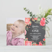 第1の誕生日招待状ボタニカルレッドフローラ 招待状 (スタンド正面)