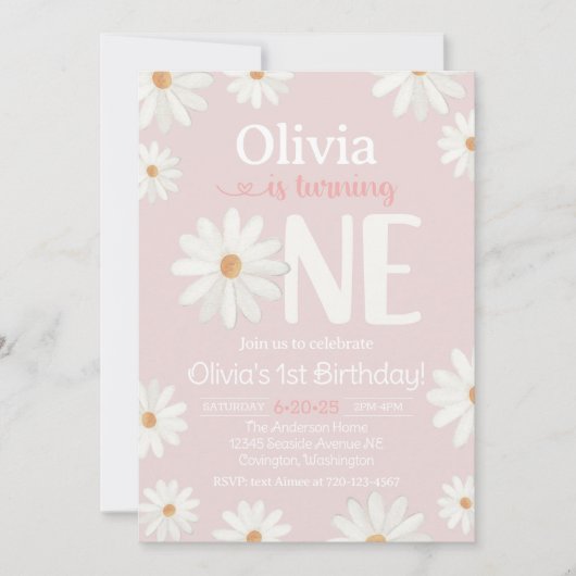 第1の誕生日招待状、デイジー招待状 招待状 (正面)