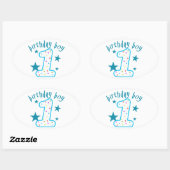 第1の誕生日男の赤ちゃんスター 楕円形シール (シート)