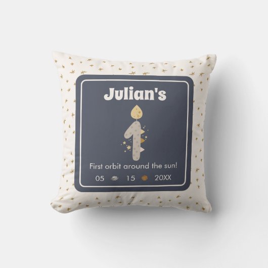 第1の誕生日第1ののまわりに太陽の軌道! クッション (正面)