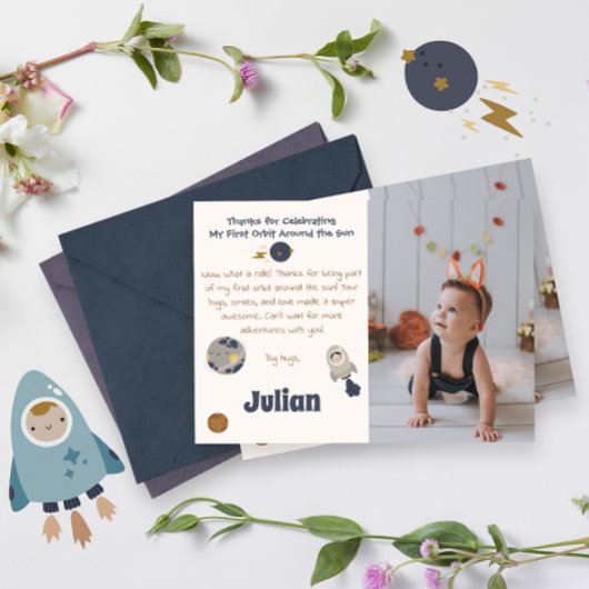 第1の誕生日第1ののまわりに太陽の軌道! サンキューカード