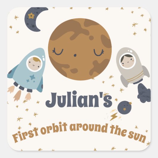 第1の誕生日第1ののまわりに太陽の軌道！ スクエアシール (正面)