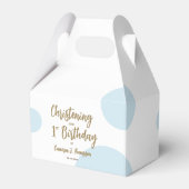第1の誕生日《キリスト教》洗礼式や命名式ブルー男の赤ちゃんパーティー フェイバーボックス (裏面サイド)